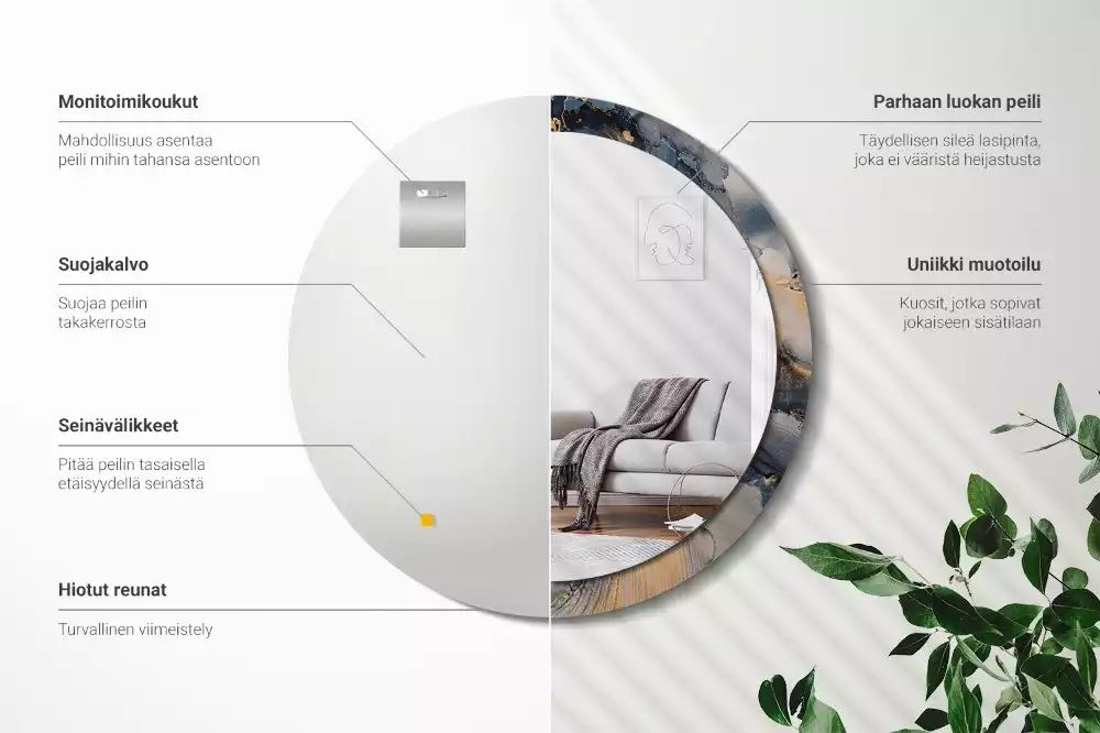 Espelho redondo decorativo Tintas abstratas