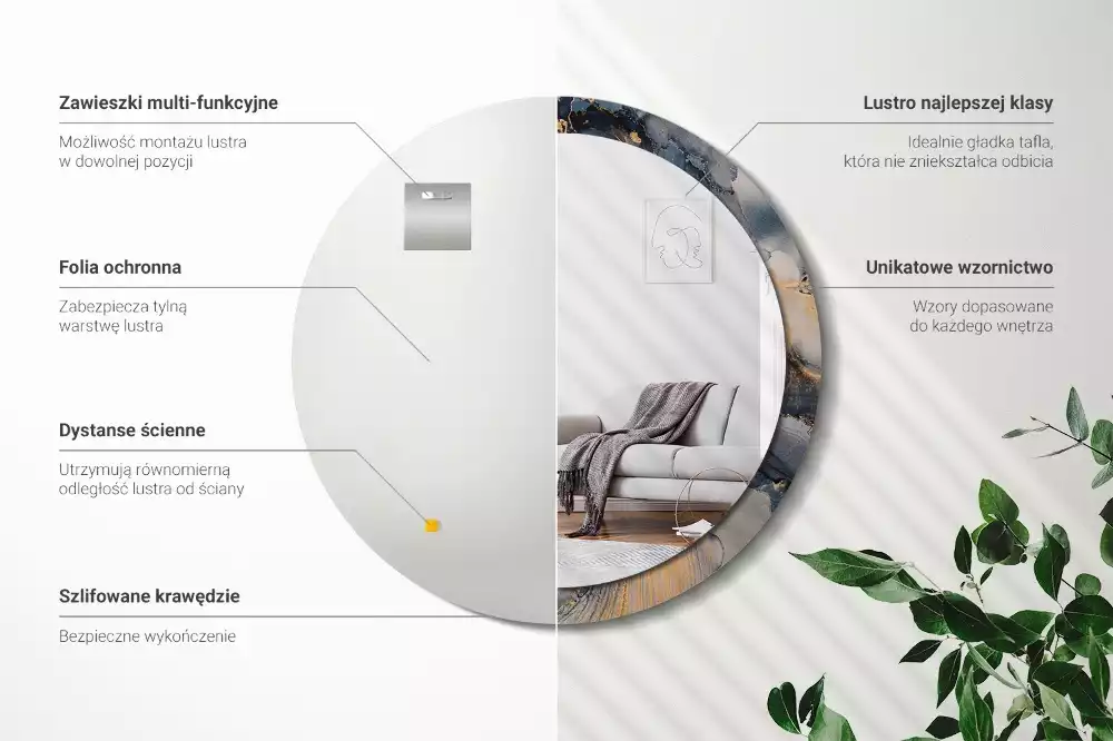 Espelho redondo decorativo Tintas abstratas