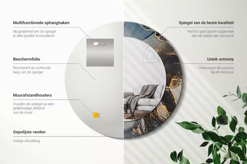 Espelho redondo decorativo Tintas abstratas