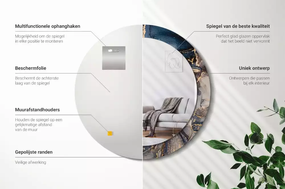 Espelho redondo decorativo Tintas abstratas