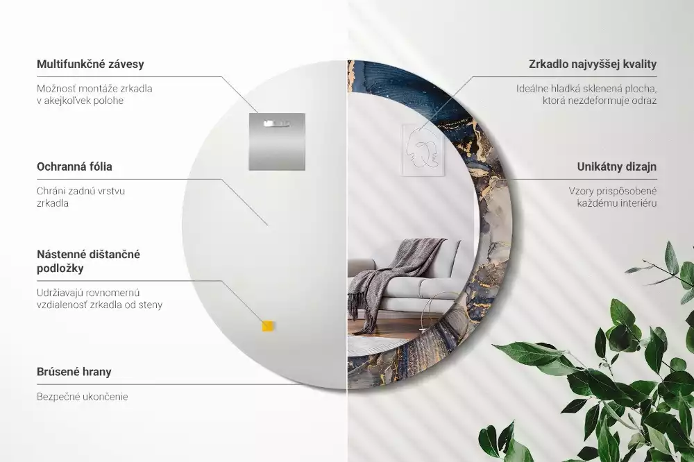 Espelho redondo decorativo Tintas abstratas