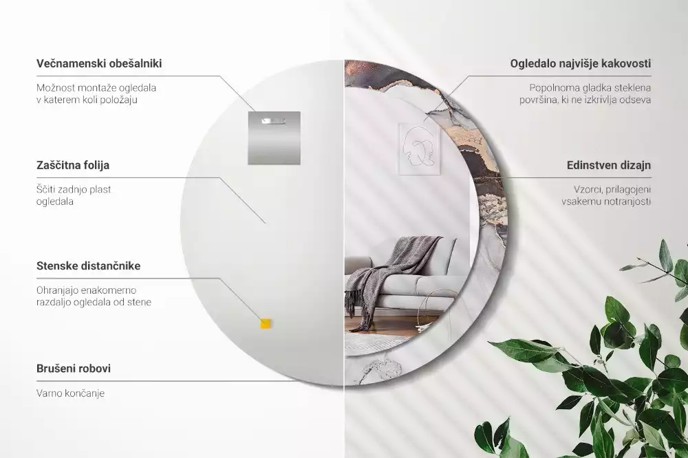 Espelho decorativo redondo Mármore abstrato