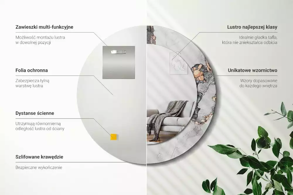 Espelho decorativo redondo Mármore abstrato