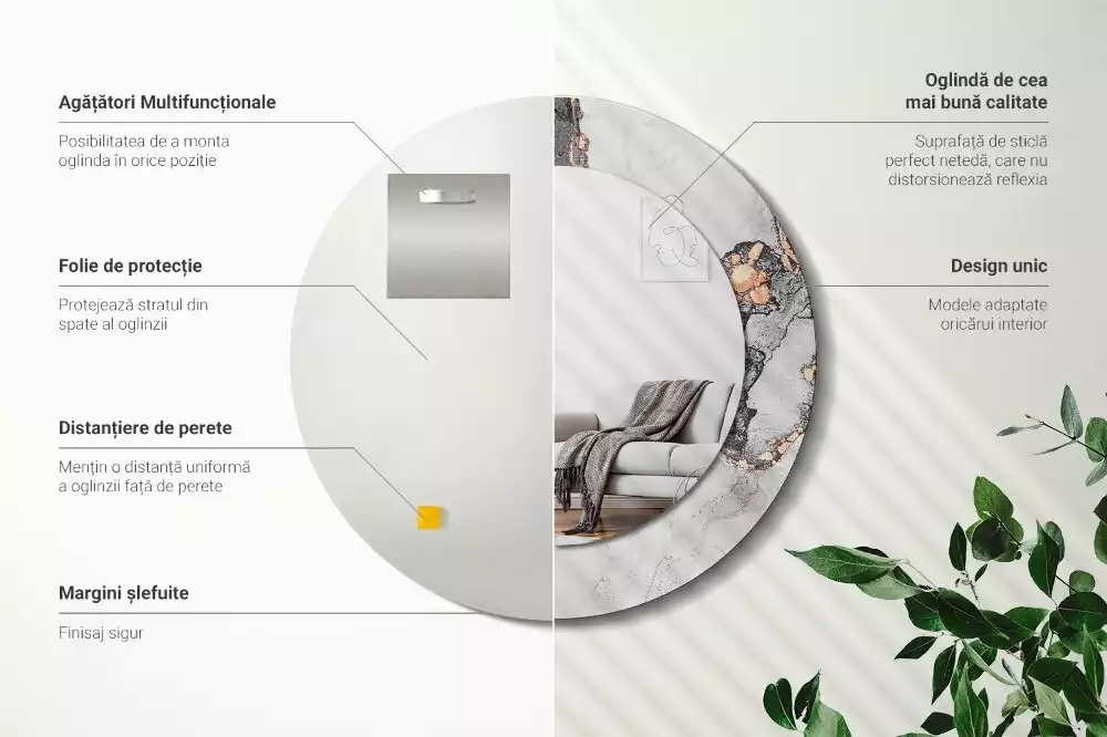 Espelho decorativo redondo Mármore abstrato