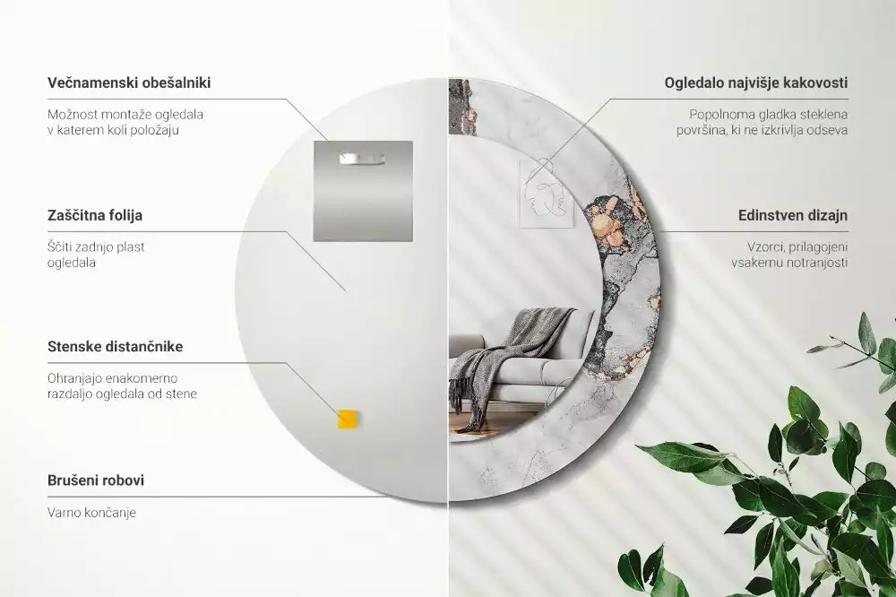 Espelho decorativo redondo Mármore abstrato