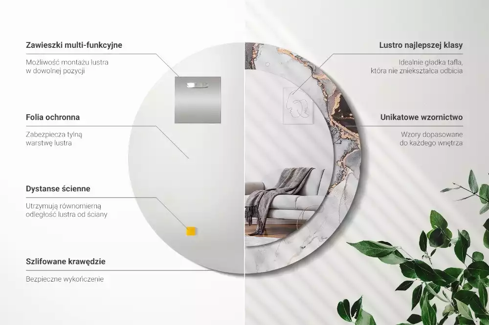 Espelho decorativo redondo Mármore abstrato