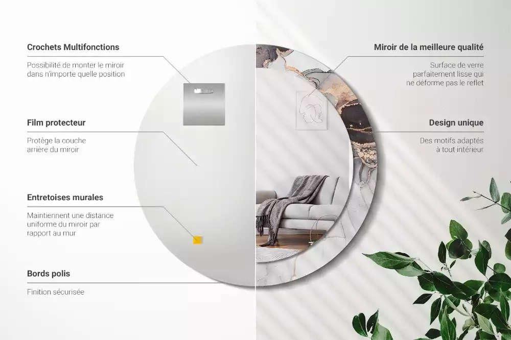 Espelho decorativo redondo Mármore abstrato