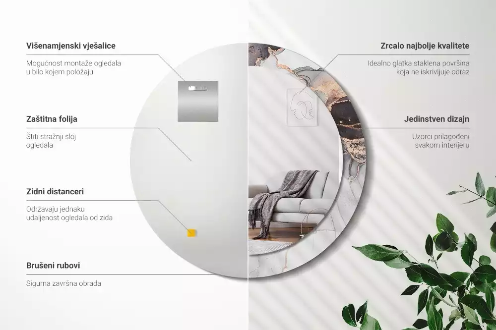 Espelho decorativo redondo Mármore abstrato