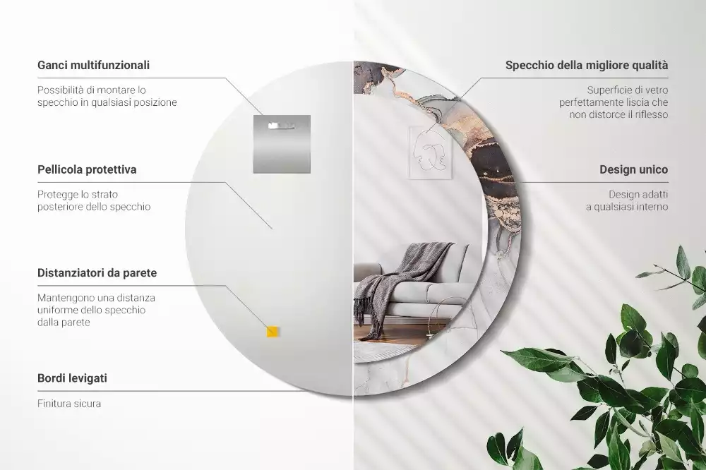 Espelho decorativo redondo Mármore abstrato