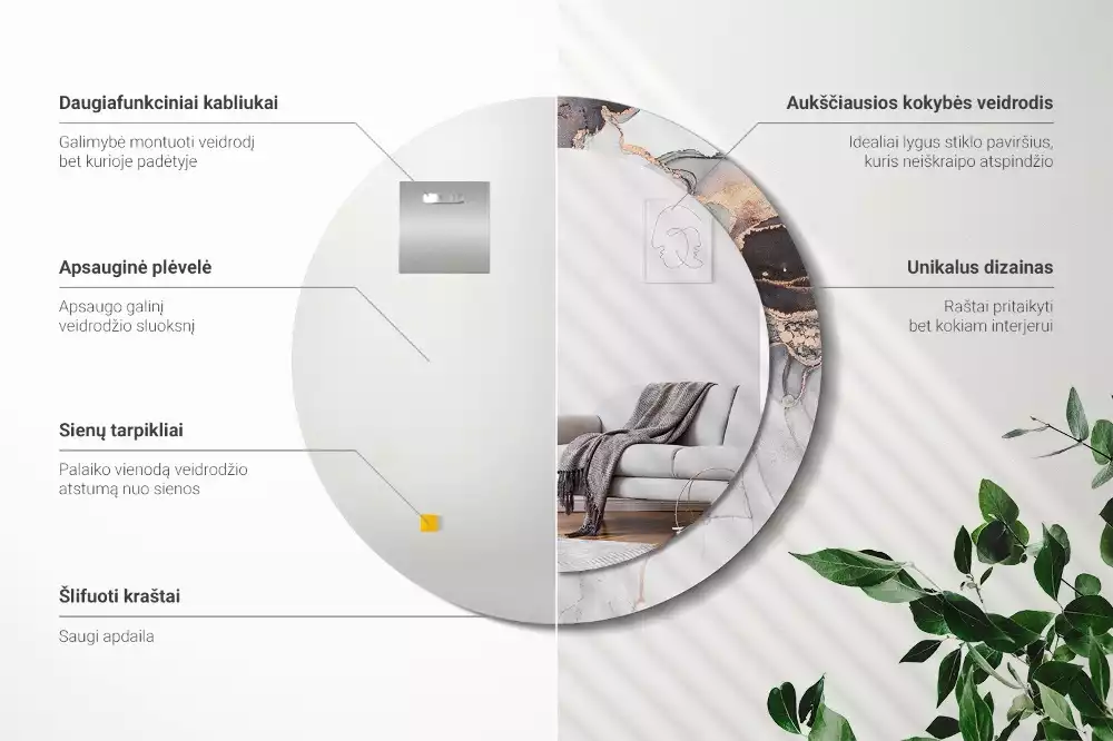 Espelho decorativo redondo Mármore abstrato