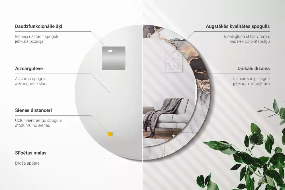 Espelho decorativo redondo Mármore abstrato