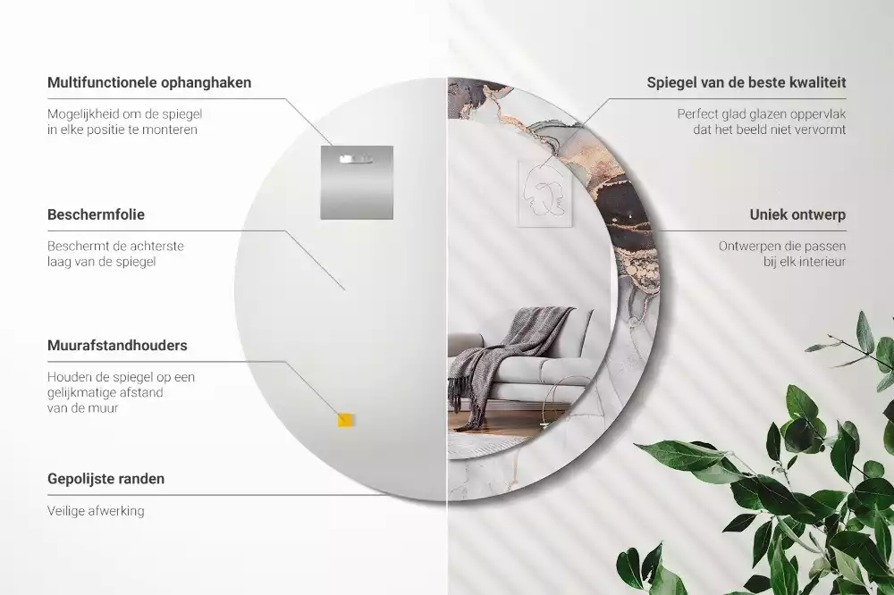 Espelho decorativo redondo Mármore abstrato