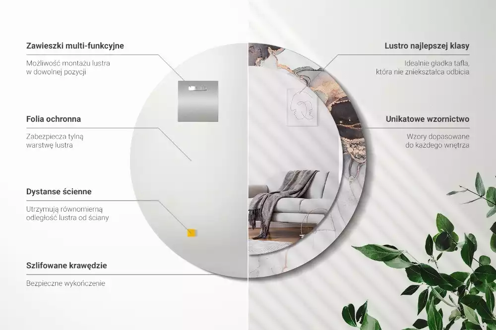 Espelho decorativo redondo Mármore abstrato