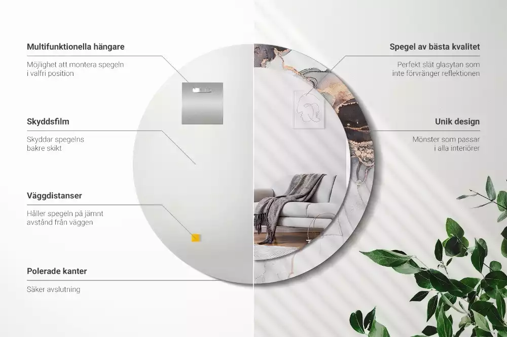 Espelho decorativo redondo Mármore abstrato