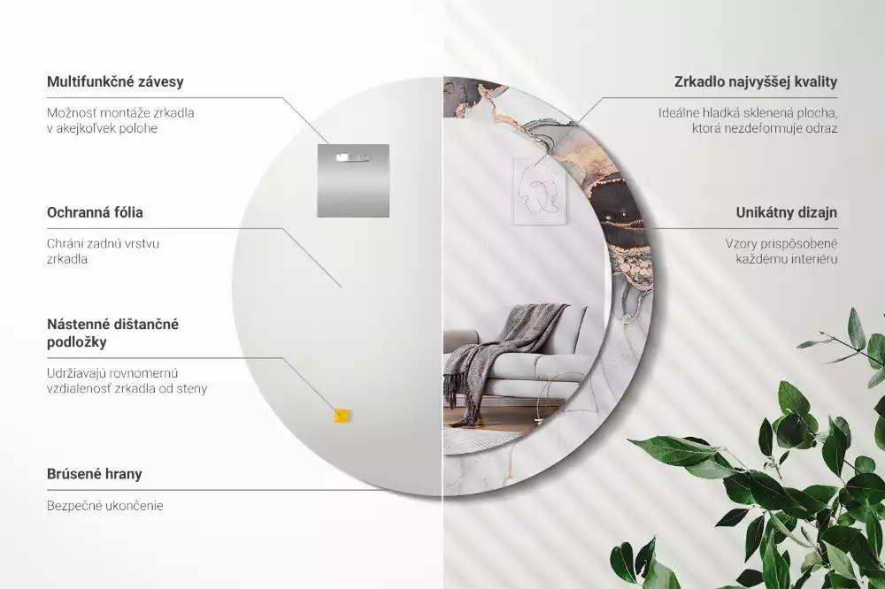 Espelho decorativo redondo Mármore abstrato