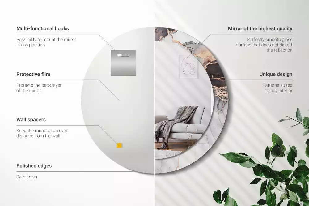 Espelho decorativo redondo Mármore abstrato