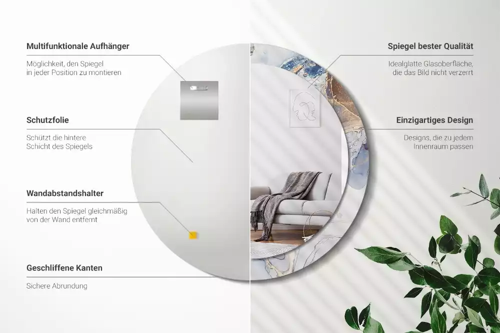 Espelho decorativo redondo Arte abstrata