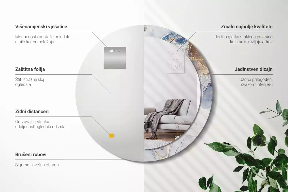 Espelho decorativo redondo Arte abstrata