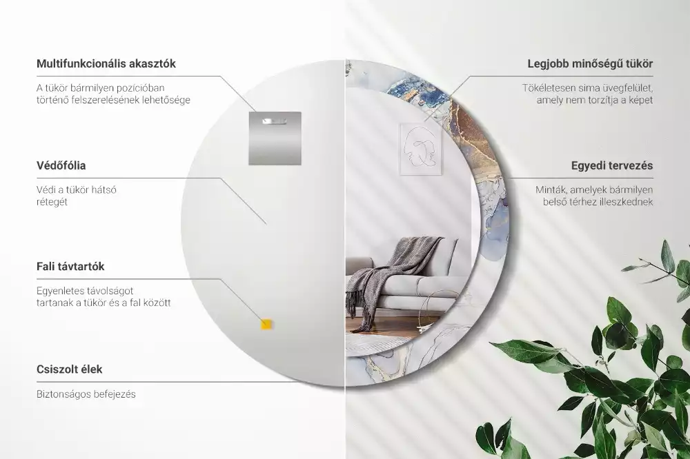 Espelho decorativo redondo Arte abstrata