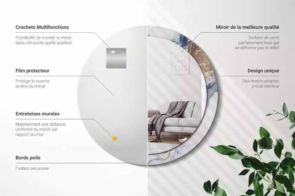 Espelho decorativo redondo Arte abstrata