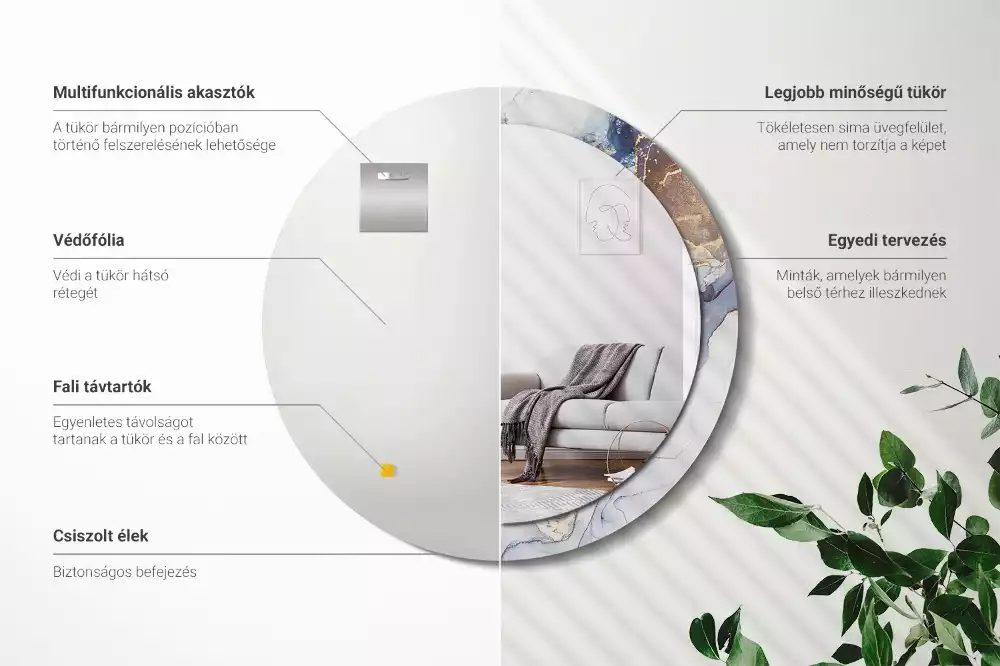 Espelho decorativo redondo Arte abstrata