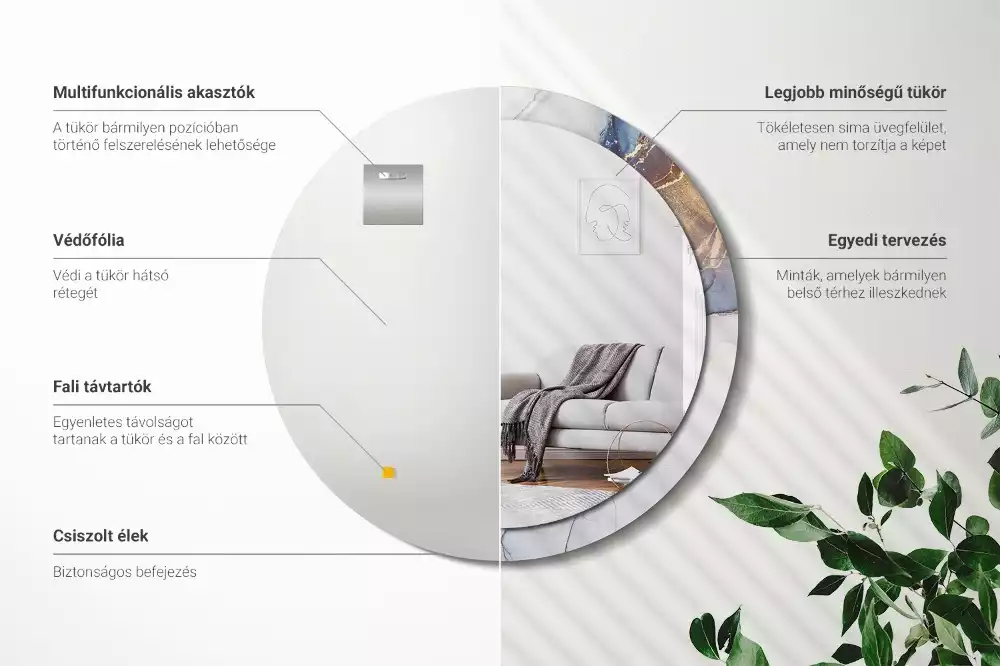 Espelho decorativo redondo Arte abstrata