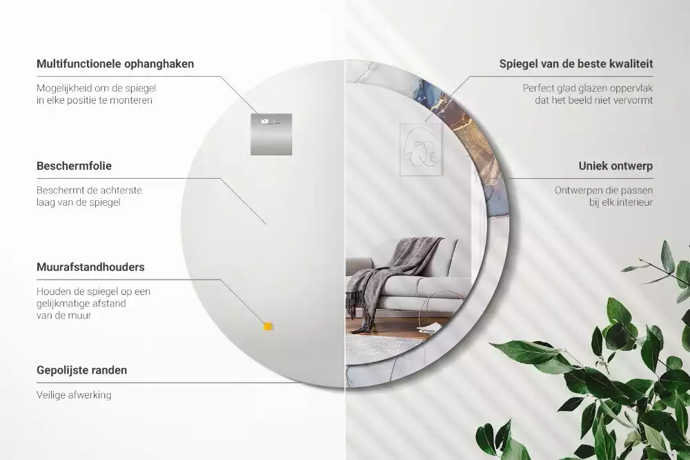 Espelho decorativo redondo Arte abstrata