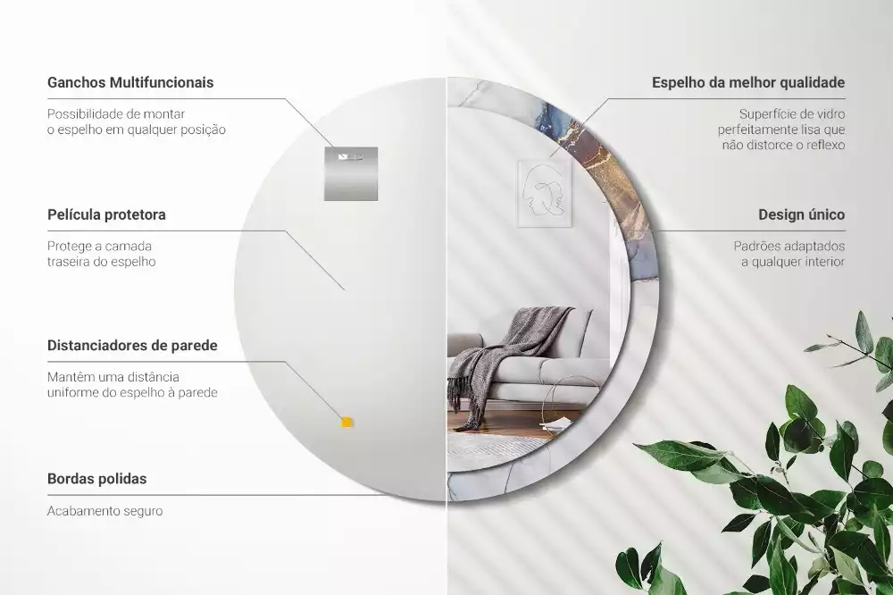 Espelho decorativo redondo Arte abstrata