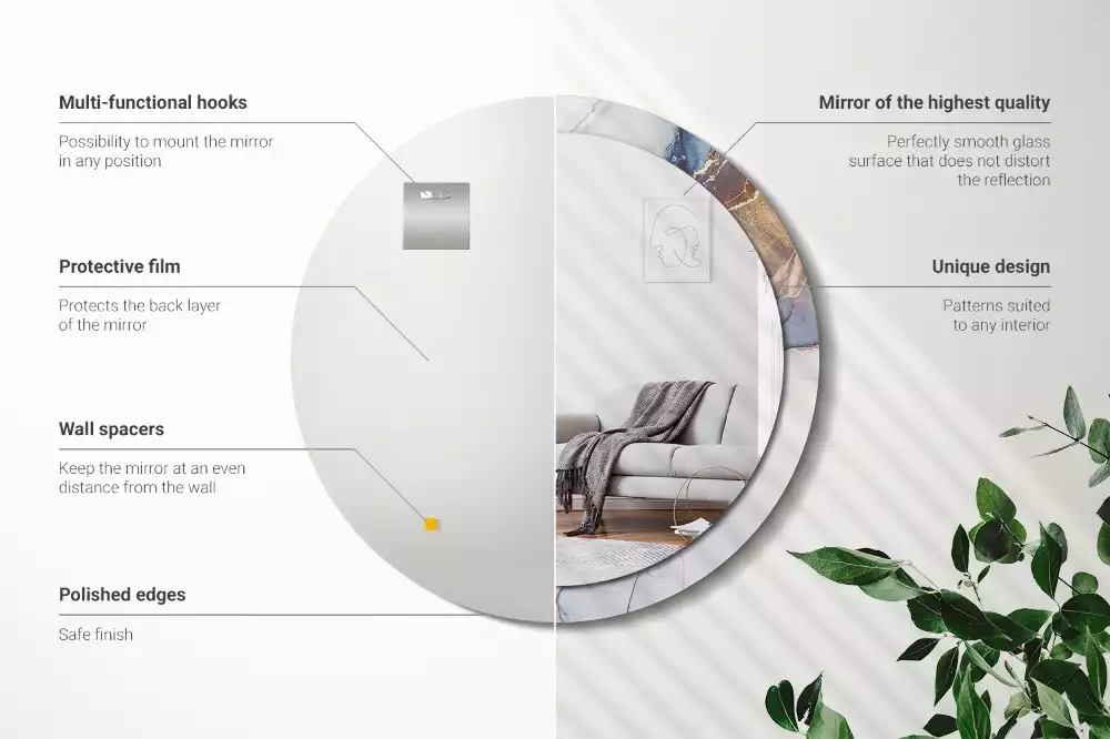 Espelho decorativo redondo Arte abstrata