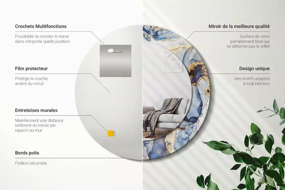 Espelho decorativo redondo Arte abstrata