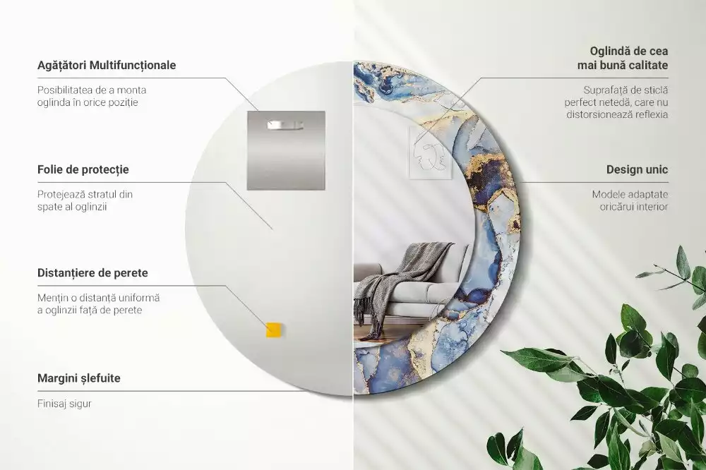 Espelho decorativo redondo Arte abstrata