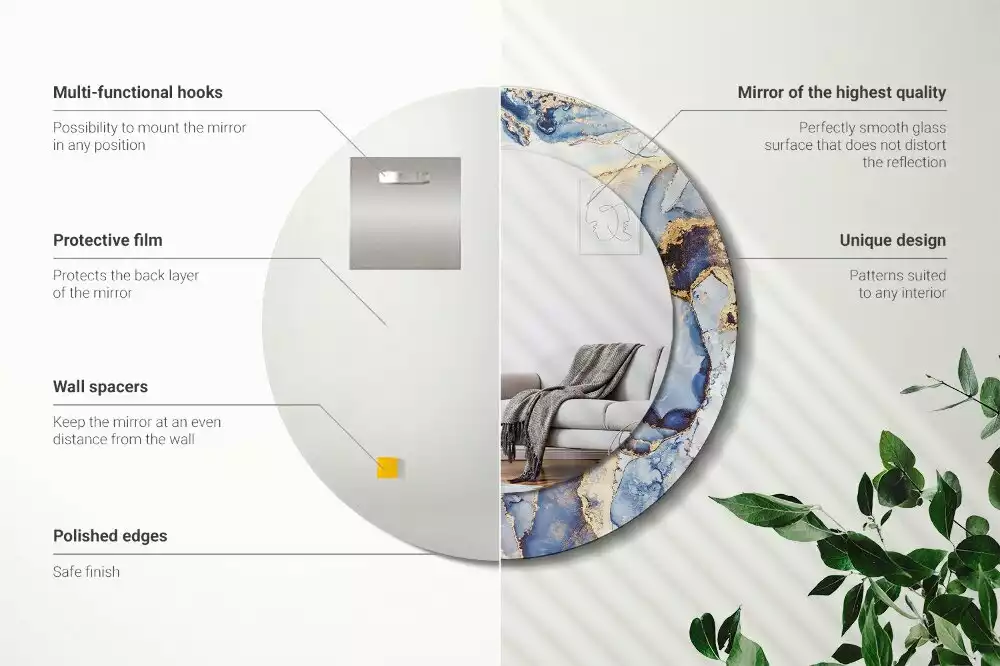 Espelho decorativo redondo Arte abstrata