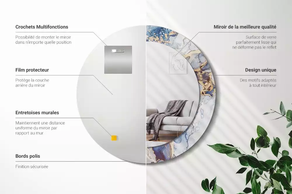 Espelho decorativo redondo Arte abstrata