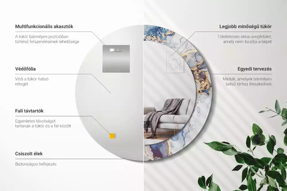 Espelho decorativo redondo Arte abstrata