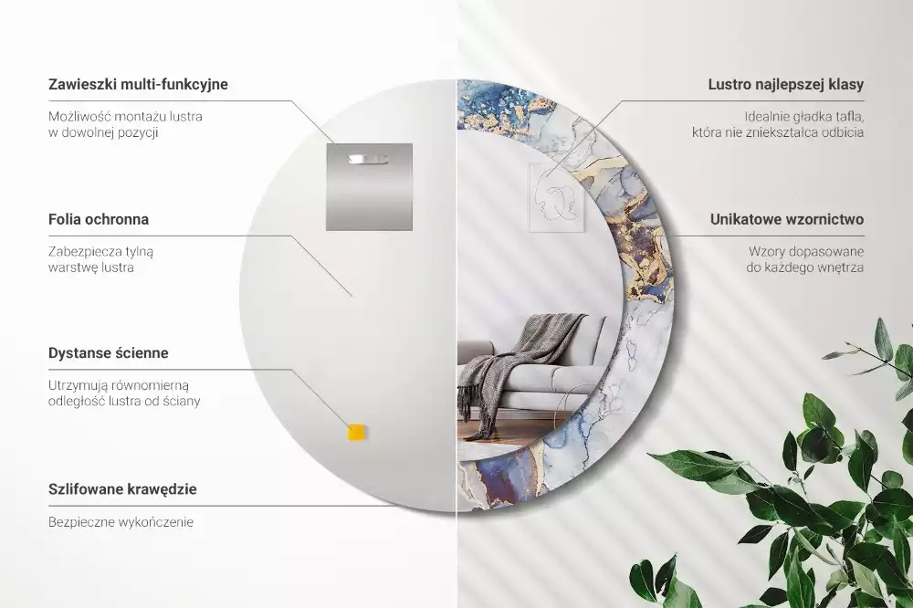 Espelho decorativo redondo Arte abstrata