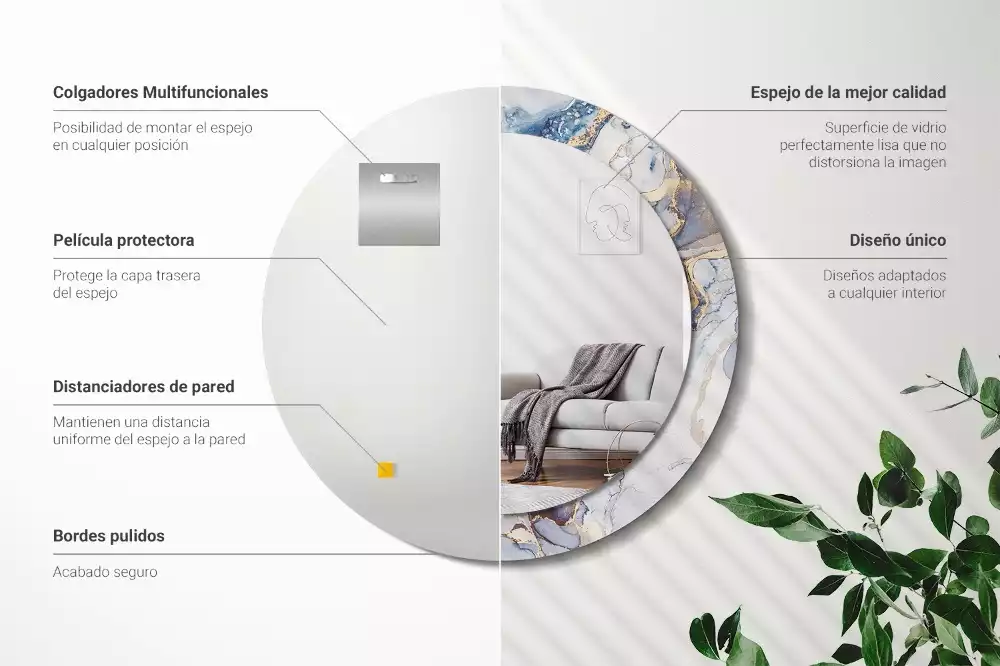 Espelho decorativo redondo Arte abstrata