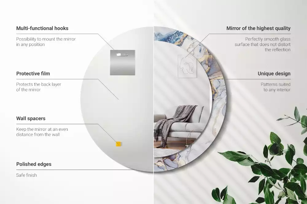 Espelho decorativo redondo Arte abstrata