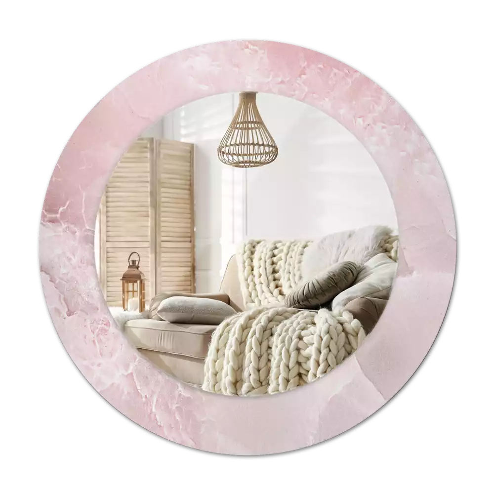 Espelho redondo decorativo Pedra rosa