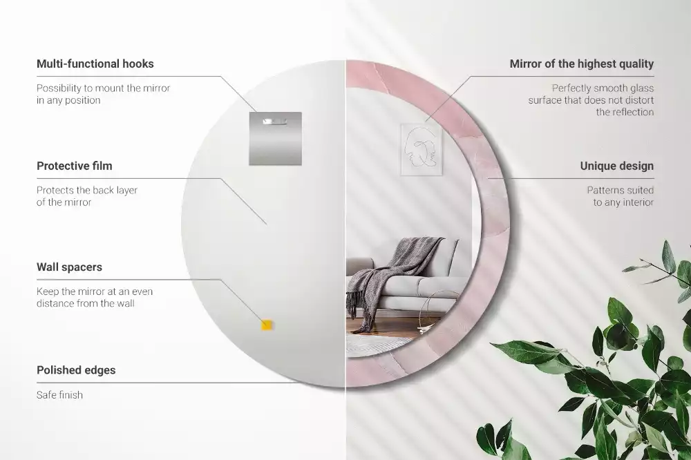 Espelho redondo decorativo Pedra rosa