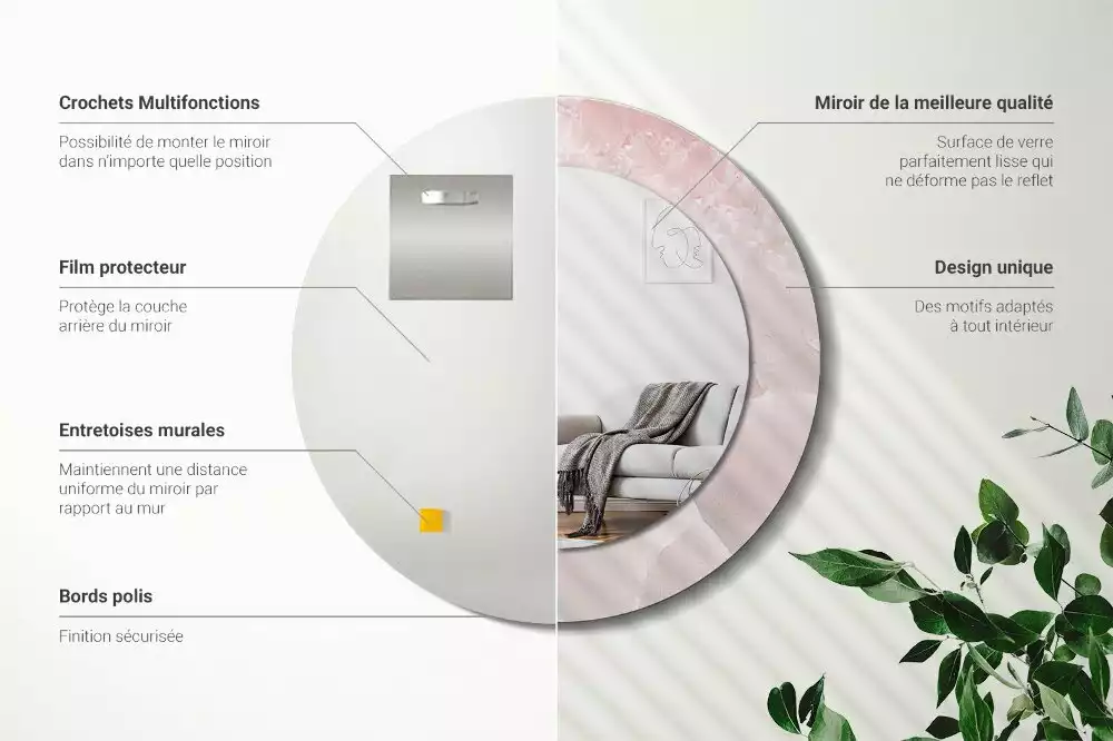 Espelho redondo decorativo Pedra rosa