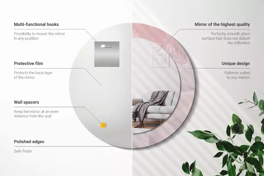 Espelho redondo decorativo Pedra rosa