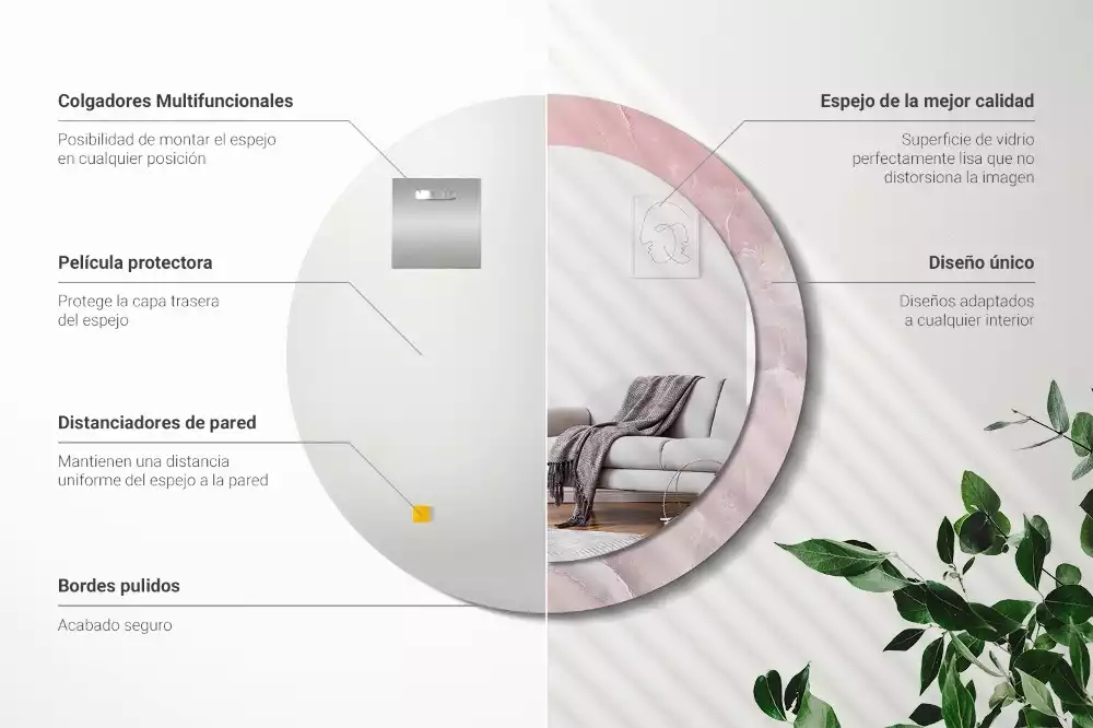 Espelho redondo decorativo Pedra rosa