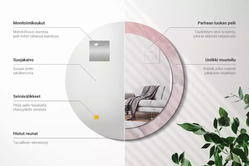 Espelho redondo decorativo Pedra rosa