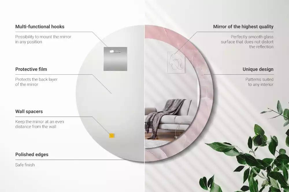 Espelho redondo decorativo Pedra rosa