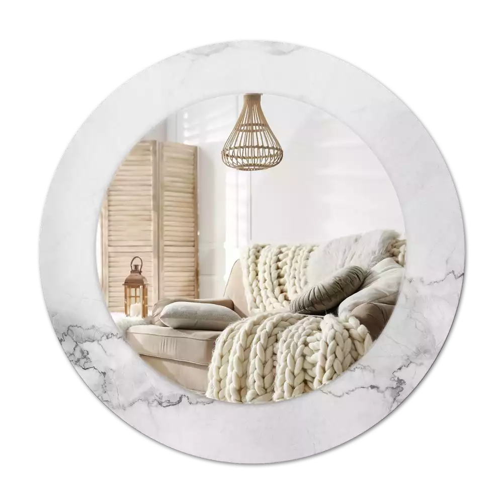 Espelho redondo decorativo Mármore branco