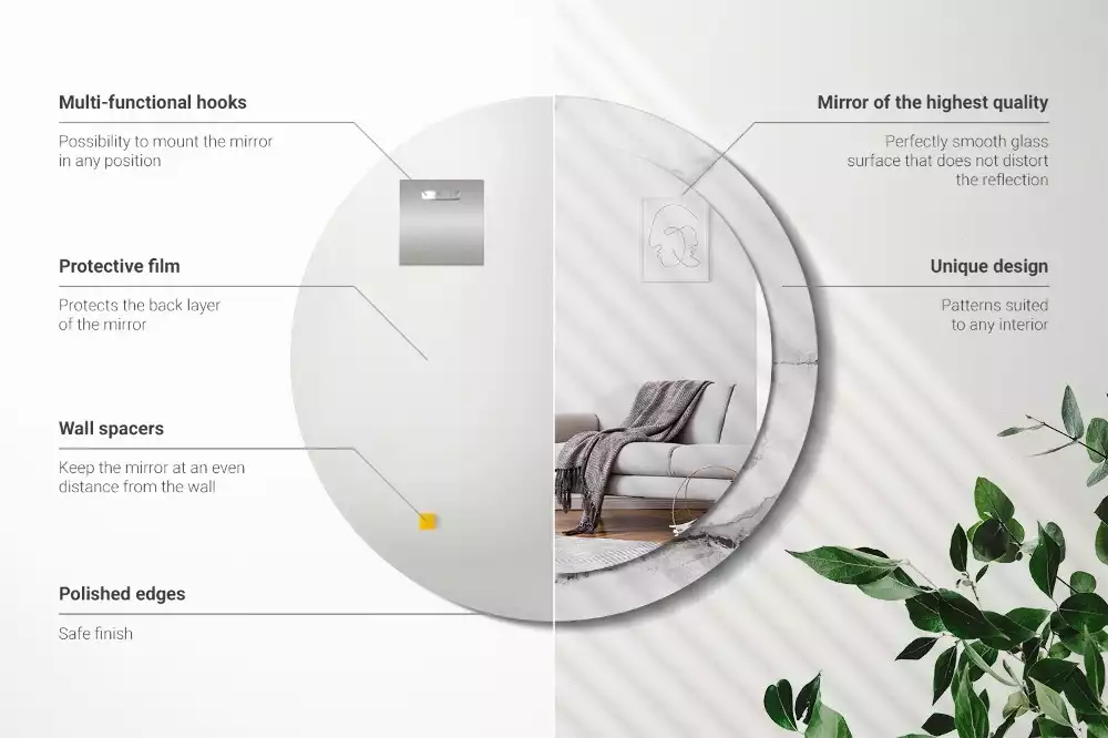 Espelho redondo decorativo Mármore branco