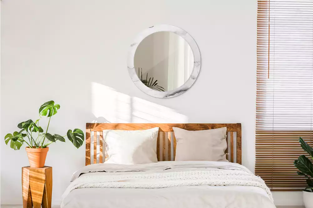 Espelho redondo decorativo Mármore branco