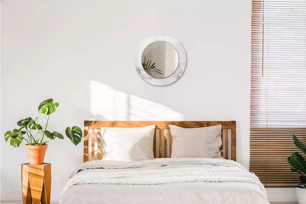 Espelho redondo decorativo Mármore branco