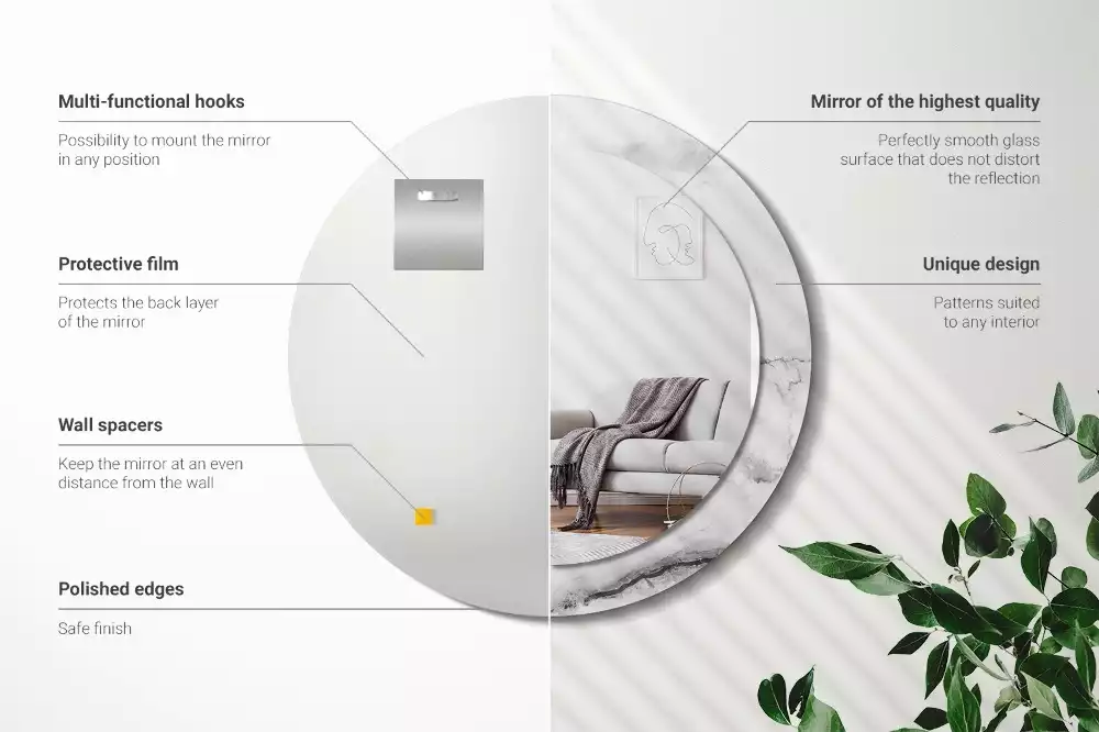 Espelho redondo decorativo Mármore branco