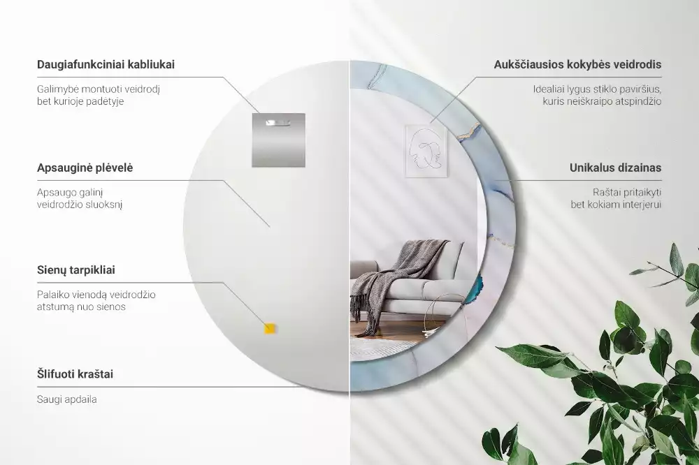 Espelho redondo decorativo Fluido abstrato